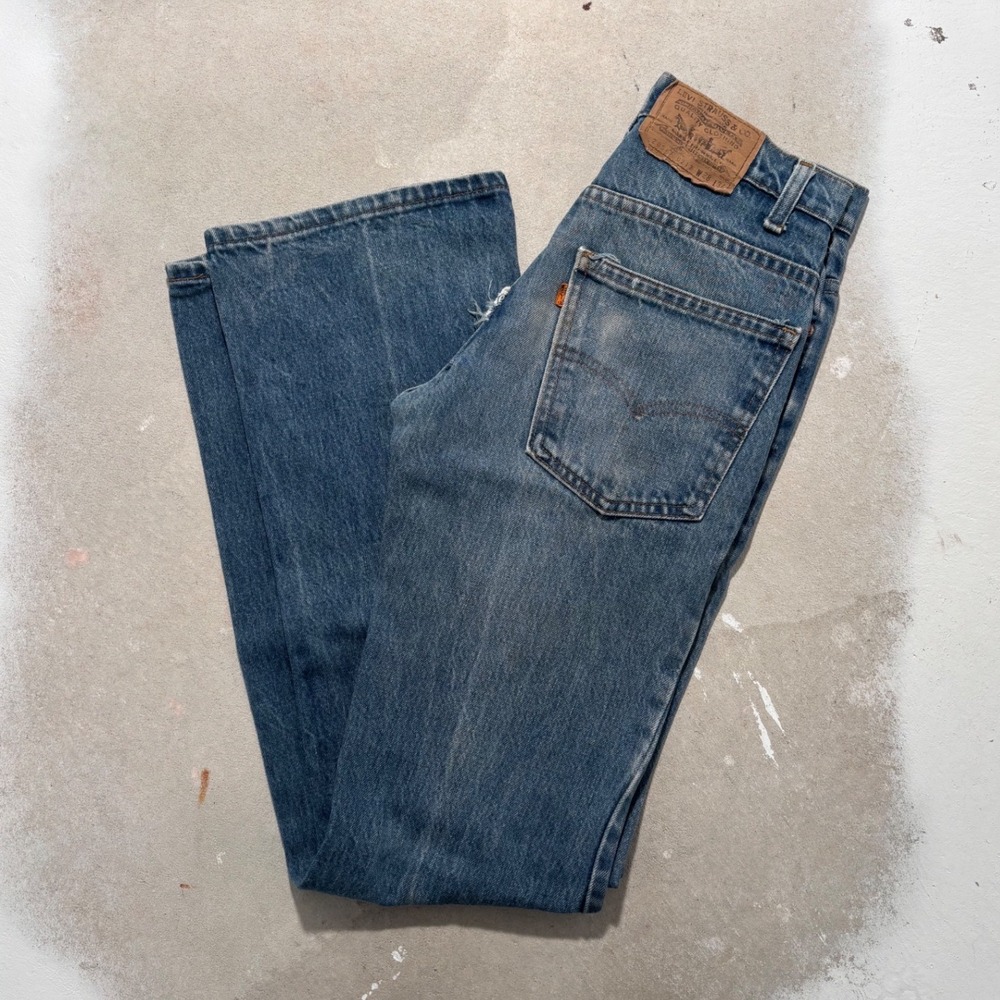 Vintage Levis 517 Orange Tab Jeans 20517-0217 Blue Bootcut Denim 28x34 Fits 26